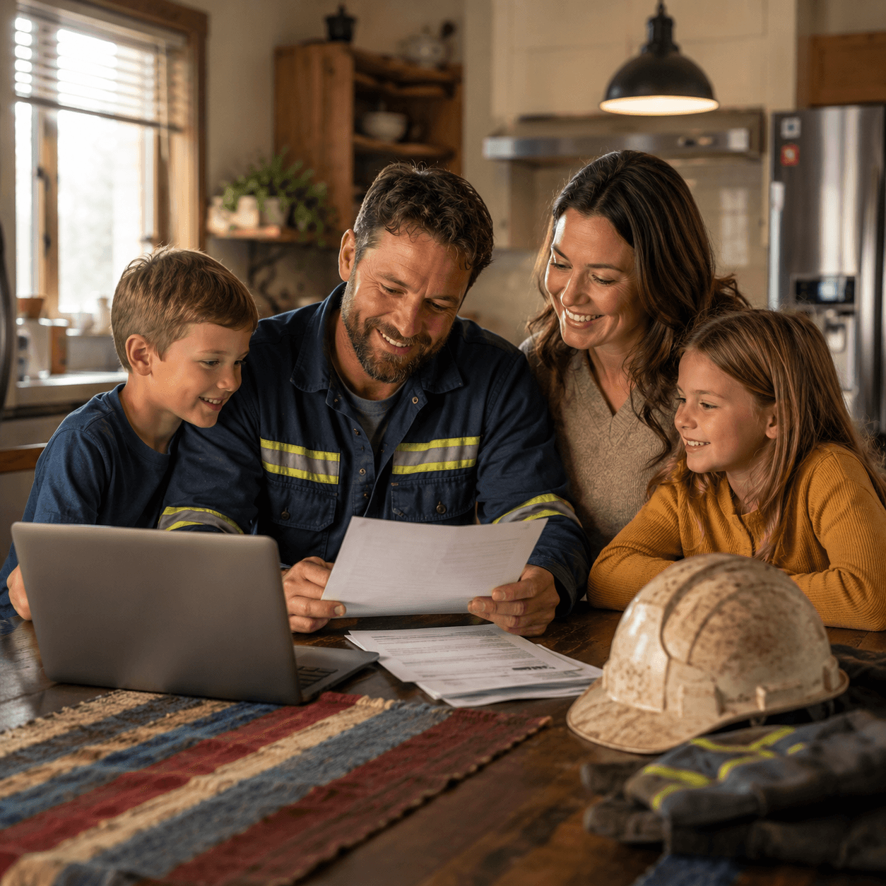 Union member and spouse reviewing documents
